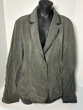 Women's Olive Green Relaxed Blazer Jacket 100% Tencel